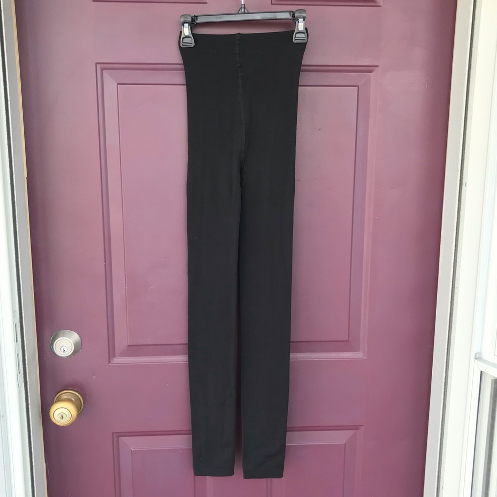 Black Fleece Lined Footless Tights Size Small / Medium